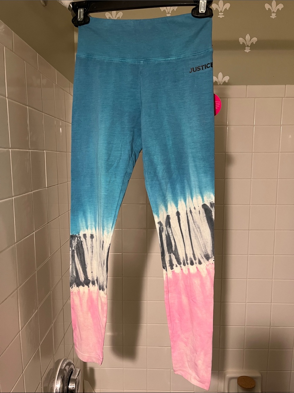 Justice Blue, Pink & Black Tie-Dye Girls' Leggings